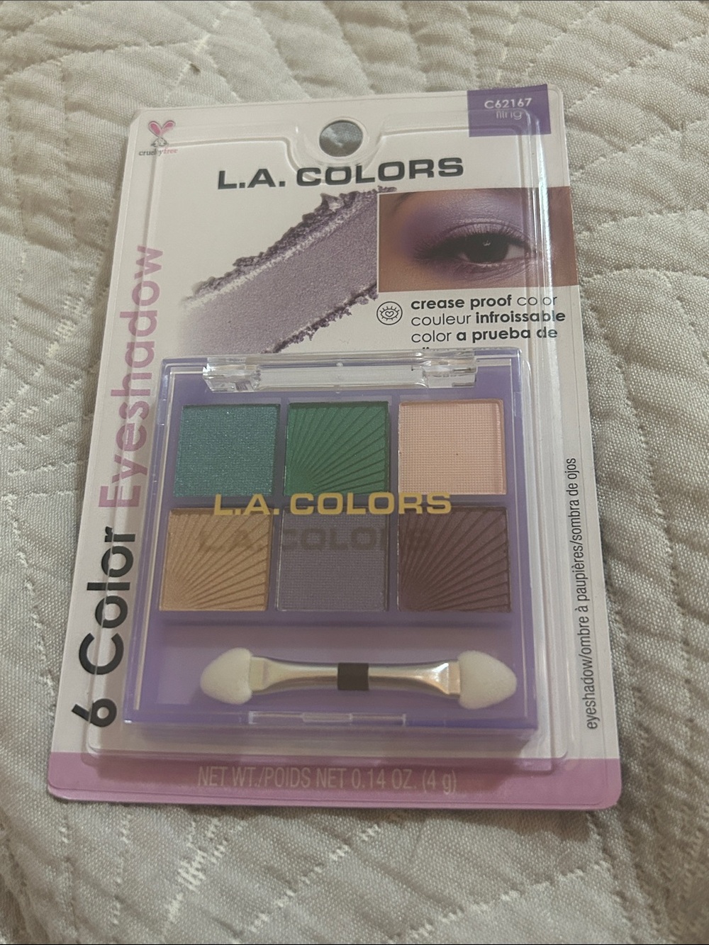 L.A. COLORS 6-Color Eyeshadow Palette - Teal, Green, Peach, Gold, Purple nwt